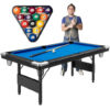 6 Feet Foldable Billiard Pool Table with Complete Set of Balls-Blue