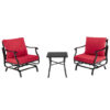 3 Piece Patio Rocking Chair Set with Coffee Table-Red