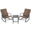 3 Pieces Patio Rattan Rocking Furniture Set-Brown