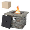 34.5 Inch Square Propane Gas Fire Pit Table with Lava Rock and PVC Cover-Gray