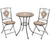 3 Pieces Patio Bistro Set with 1 Round Mosaic Table and 2 Folding Chairs