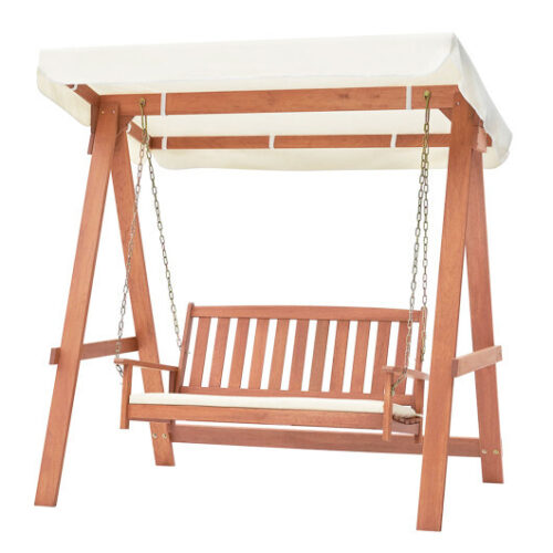 Outdoor 2-Seat Swing Bench w/ith A Frame and Sturdy Metal Hanging Chainsx