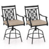 Outdoor Swivel Bar Stools Set of 2 with Seat Cushions-Brown