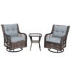 3 Pieces Outdoor Swivel Rocker Set with Small Side Table-Gray