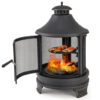 30 Inch Outdoor Fire Pit Chiminea with Grill for Garden BBQ