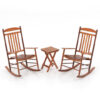 3-piece Outdoor Poplar Wood Rocking Bistro Set-Natural