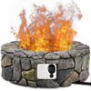 28 Inch Propane Gas Fire Pit Outdoor 40 000 BTU Stone-Brown