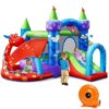 Kids Inflatable Bounce House Dragon Jumping Slide Bouncer Castle with 740W Blower