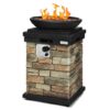 40000BTU Outdoor Propane Burning Fire Bowl Column Realistic Look Firepit Heater-Brown