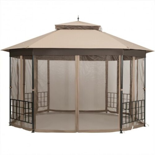 10’x 12′ Octagonal Patio Gazebo-Brown