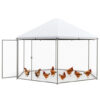 13FT Large Metal Hexagonal Chicken Coop with Wire Mesh and Lockable Door