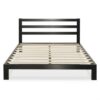 Queen Heavy Duty Metal Platform Bed Frame with Headboard and Wood Slats