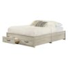 Queen Farmhome Platform Bed with Storage Drawers in Off-White Wood Finish