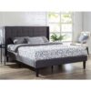 Queen size Grey Wingback Upholstered Platform Bed