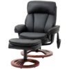 Adjustable Black Faux Leather Electric Remote Massage Recliner Chair w/ Ottoman