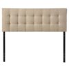 Queen size Modern Beige Tan Taupe Fabric Tufted Upholstered Headboard