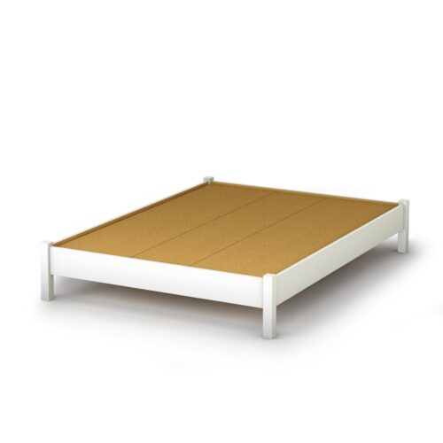 Full size Simple Platform Bed in White Finish – Modern Design