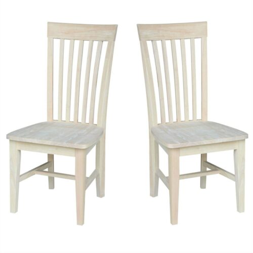 Set of 2 – Mission Style Unfinished Wood Dining Chair with High Back