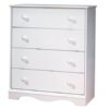 White 4 Drawer Bedroom Chest with Wooden Knobs