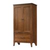 Bedroom Wardrobe Cabinet Storage Armoire in Medium Brown Cherry Wood Finish