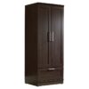 Dark Brown Wood Wardrobe Cabinet Armoire with Garment Rod