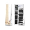 White Jewelry Cabinet Armoire Organizer Freestanding Rotating Mirror