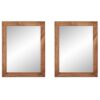 Set of 2 Modern Farmhouse Mirror Set Distressed Brown Wood Frame 31 x 24 inch