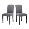 Set of 2 – Grey Fabric Dining Chairs with Black Wood Legs