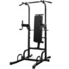 Power Tower Pull Up Bar Stand with Adjustable Heights and Bench