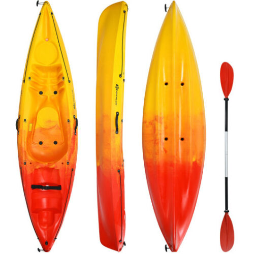 Single Sit-on-Top Kayak with Detachable Aluminum Paddle-Yellow