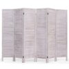 6-Panel Classic Louver Slatted Room Divider Screen in White Wood Finish