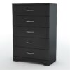 Modern 5-Drawer Chest in Black Finish