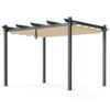 Modern 10 x 12 Ft Outdoor Sturdy Pergola Gazebo with Retractable Beige Canopy