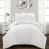 Twin/XL Size Microfiber Crinkled Texture 2 Piece Comforter Set White