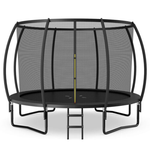 12FT ASTM Approved Recreational Trampoline with Ladder-Blue