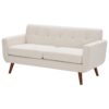 Modern Mid-Century Beige Cotton Polyester Upholstered Sofa Loveseat