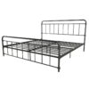 King Size Vintage Black Metal Platform Bed Frame with Headboard and Footboard