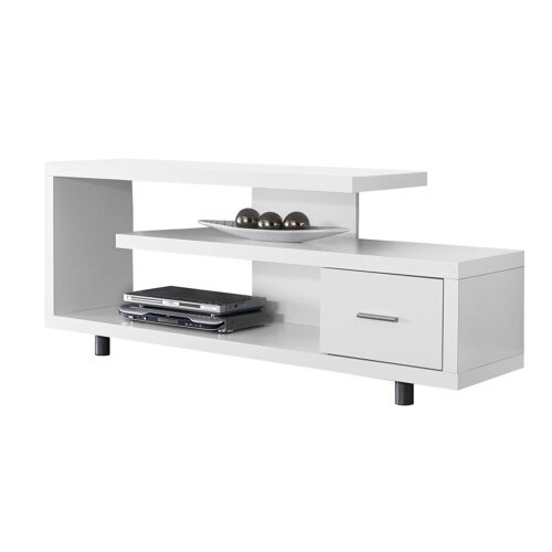 White Modern TV Stand – Fits up to 60-inch Flat Screen TV