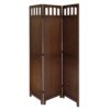 3-Panel Wooden Folding Room Divider Screen in Walnut Finish