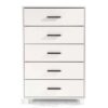 Modern Farmhouse Solid Wood 5 Drawer Bedroom Chest in White Wooden Finish