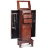 Medium Brown Wood Jewlery Armoire Storage Chest Cabinet with Mirror