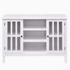 White Wood 43-inch TV Stand with Glass Panel Doors