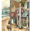 1 X 48 X 72 Multi Color Wood Canvas Seaside Town Slate  Screen