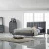 Tufted Light Gray Upholstered Linen Bed