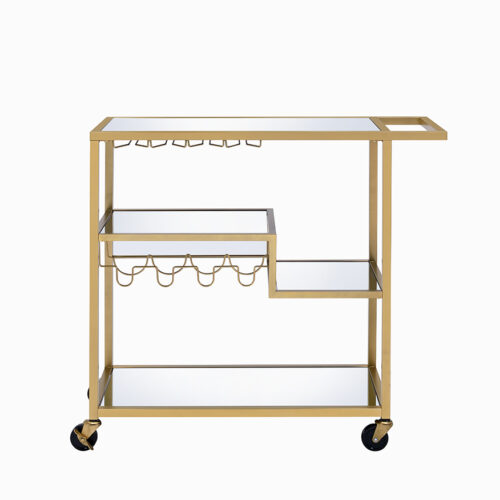 40″ X 16″ X 37″ Gold And Clear Glass Serving Cart