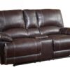 41″ Stylish Brown Leather Console Loveseat