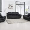 112″ Chic Black Leather Sofa Set