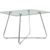 31″ Chrome Metal And Clear Tempered Glass Dining Table