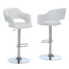 36″ White And Silver Metal Low Back Bar Height Bar Chair With Footrest