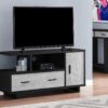 23.75″ Black And Grey Particle Board Laminate And Mdf TV Stand With Storage